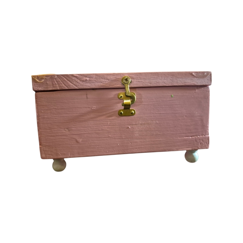 Wooden Jewelry Box with Gold Clasp